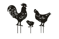 Rooster and hen hollow-out ornaments Metal Decorative Garden Stakes