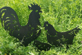 Rooster and hen hollow-out ornaments Metal Decorative Garden Stakes