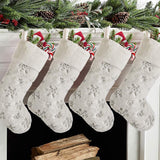 Sequin Embroidered Snowflake Christmas Stockings Xmas Hanging Ornaments Plush Xmas Candy Gift Bags