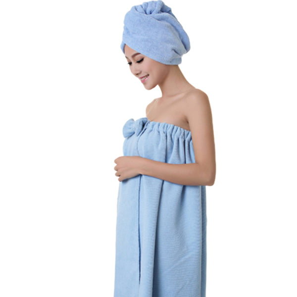 Women Bath Wrap for Shower with Hair Wrap Warm Loungewear Spa Wrap