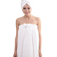 Women Bath Wrap for Shower with Hair Wrap Warm Loungewear Spa Wrap