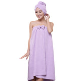 Women Bath Wrap for Shower with Hair Wrap Warm Loungewear Spa Wrap