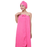 Women Bath Wrap for Shower with Hair Wrap Warm Loungewear Spa Wrap