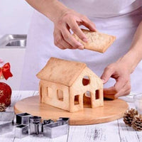 10Pcs Gingerbread House Stainless Steel Biscuit Molds