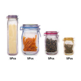 Set of 20pcs Mason Jar Ziplock Snack Food Storage Bags