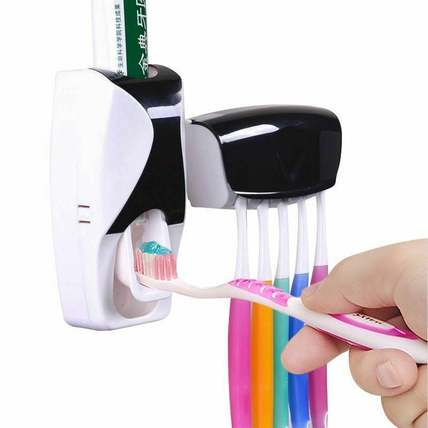 Auto Toothpaste Dispenser and Toothbrush Holder Set