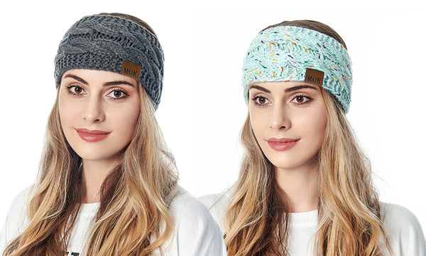 2Pcs Knitted Fleece-Lined Headband