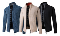 Men's Knitted Fleece-Lined Zip Cardigan