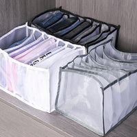 4 Pack Jeans Compartment Storage Box Closet Drawer Mesh Pants Storage-Black and White