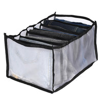 4 Pack Jeans Compartment Storage Box Closet Drawer Mesh Pants Storage-Black and White