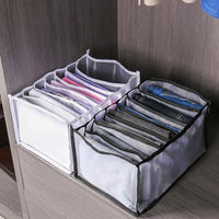 4 Pack Jeans Compartment Storage Box Closet Drawer Mesh Pants Storage-Black and White