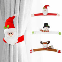 2Pcs  Christmas Curtain Buckle Christmas Party Home Decoration Cute Santa Claus Snowman Elk Window Curtain Buckle Decoration