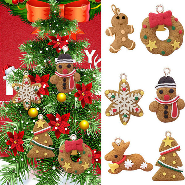 6pcs Gingerbread Man Christmas Tree Hanging Pendants Christmas Tree Hanging Decorations Cute Christmas Party Ornaments