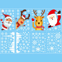 8pcs Christmas Stickers with Cotton Stick Window Door Decoration Static Stickers Removable Christmas Stickers