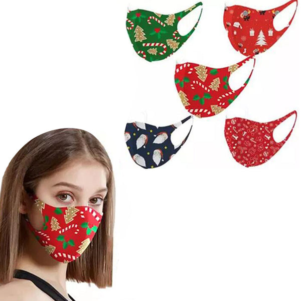 5pcs/10pcs Christmas Face Masks for Adult Kid Reusable Earloop Face Masks Christmas Themed Face Masks