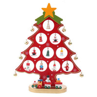 Funny Desktop Wooden Christmas Tree Decor Christmas Toy Set with 10 Mini Ornaments