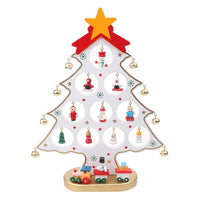 Funny Desktop Wooden Christmas Tree Decor Christmas Toy Set with 10 Mini Ornaments