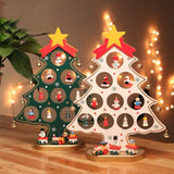 Funny Desktop Wooden Christmas Tree Decor Christmas Toy Set with 10 Mini Ornaments