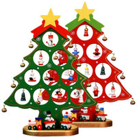 Funny Desktop Wooden Christmas Tree Decor Christmas Toy Set with 10 Mini Ornaments