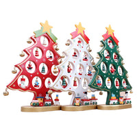 Funny Desktop Wooden Christmas Tree Decor Christmas Toy Set with 10 Mini Ornaments