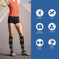 Pair of Mixed Patterns Christmas Knee-High Compression Socks