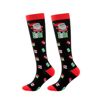 Pair of Mixed Patterns Christmas Knee-High Compression Socks