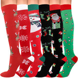 Pair of Mixed Patterns Christmas Knee-High Compression Socks