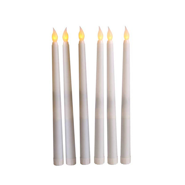 6Pcs LED Flameless Flickering Ivory Taper Candles Christmas Home Decor