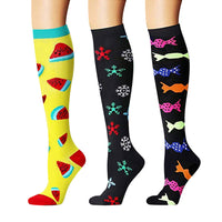 3 Pairs of Small Size Style 1 2 3 Womens Knee Length Compression Socks