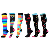 6 Pairs of Small Size Womens Knee Length Compression Socks Style 1 2 3 4 5 6