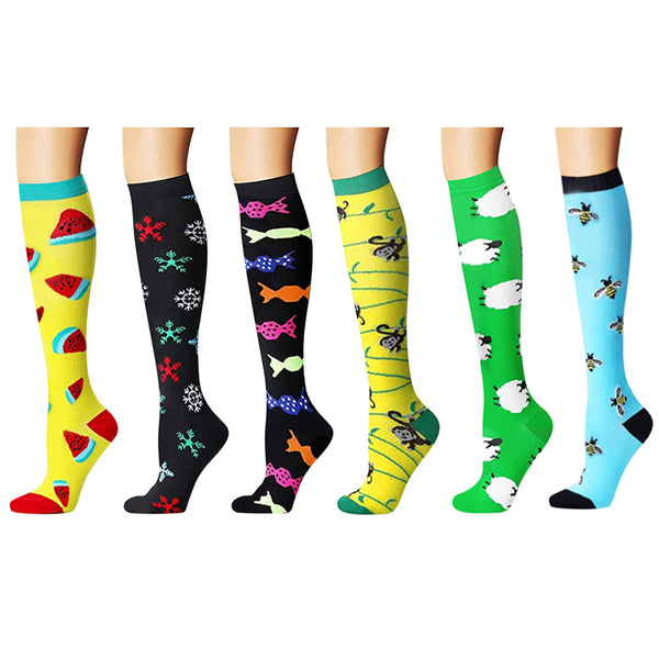 6 Pairs of Large Size Womens Knee Length Compression Socks