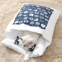 Japanese-Style Cat Bed Sleeping Bag with Pillow