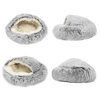 Pet Calming Bed Soft Plush Cushioned Round Cat Sleeping Nest Dog Kennel Cave