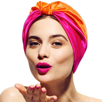 Double-Layered Stain Silk Elastic Turban