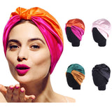 Double-Layered Stain Silk Elastic Turban