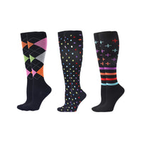 3Pair Knee-Length Printed Compression Socks