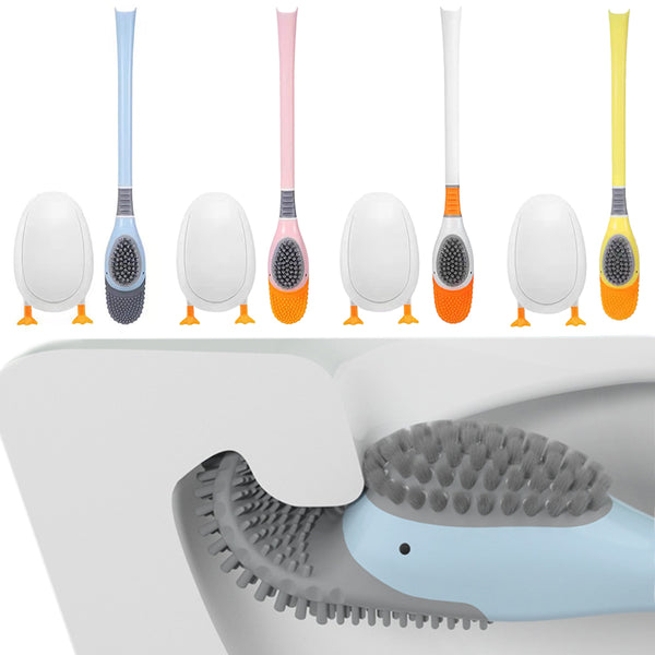 Duck Shaped Toilet Brush with Base for Deep Cleaning Bathroom