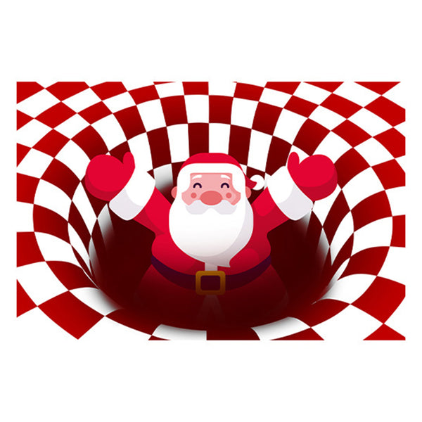 3D Vortex Chequered Pattern Optical Illusion Christmas Floor Rug