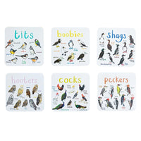 Set of 6 Bird Pun Coasters