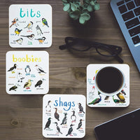 Set of 6 Bird Pun Coasters