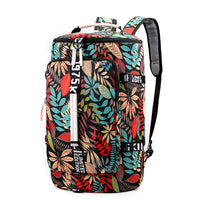 Large Capacity Flower Pattern Travel Duffle Bag Sport Gym Backpack