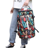 Large Capacity Flower Pattern Travel Duffle Bag Sport Gym Backpack