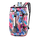 Large Capacity Flower Pattern Travel Duffle Bag Sport Gym Backpack