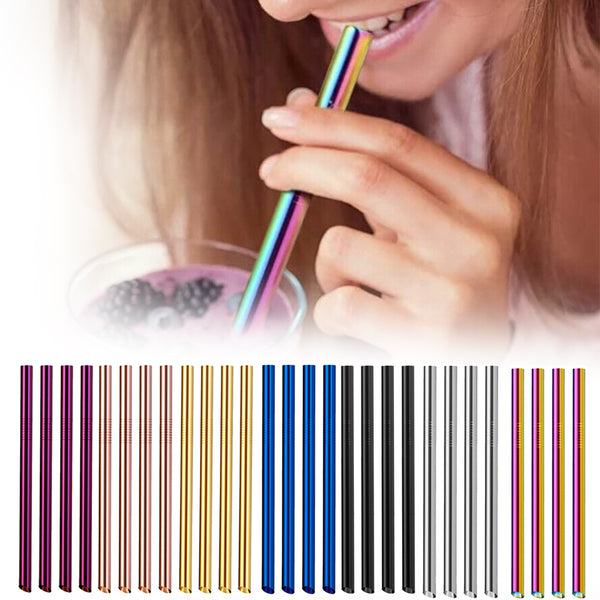 Set of 7Pcs BOBA Bubble Tea Straws Stainless Steel Wide Caliber Straws Reusable Straws