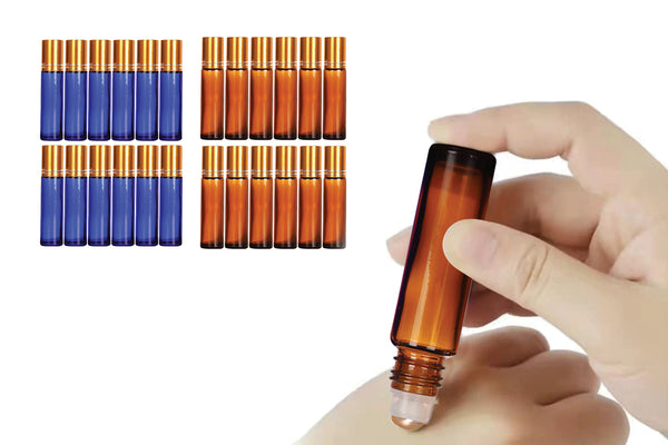 12Pcs 10ml Glass Essential Oil Roller Bottles Roll-On Bottles