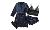 4-Pieces Lace Satin Pyjama Set