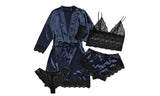 4-Pieces Lace Satin Pyjama Set