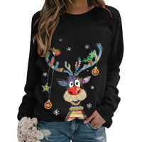 Women's Christmas Print Long Sleeve Pullover Shirt