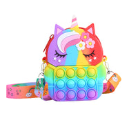 Girl Unicorn Pop Purse Bag Unicorn Silicone Pop Toy Shoulder Bag Fidget Toys