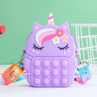 Girl Unicorn Pop Purse Bag Unicorn Silicone Pop Toy Shoulder Bag Fidget Toys